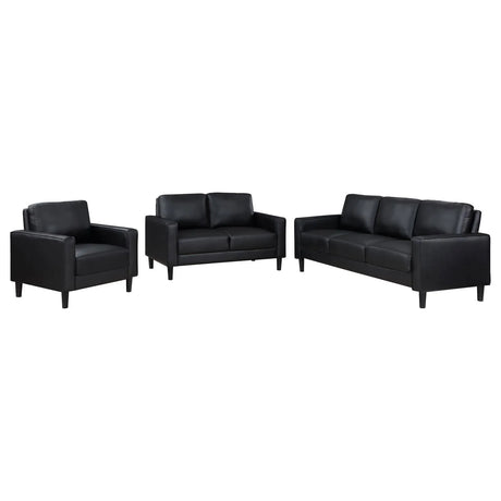 Ruth 3-piece Upholstered Track Arm Sofa Set Black by Coaster at Eve Furniture