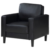 Ruth Black Faux Leather Upholstered Track Arm Accent Chair by Coaster at Eve Furniture