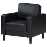 Ruth Black Faux Leather Upholstered Track Arm Accent Chair by Coaster at Eve Furniture