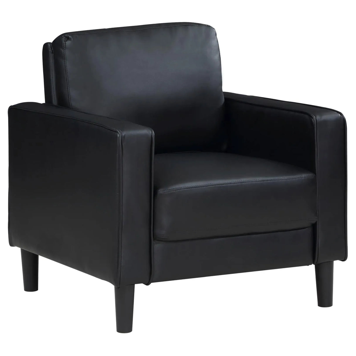 Ruth Black Upholstered Track Arm Faux Leather Living Room Set by Coaster at Eve Furniture