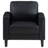 Ruth Black Upholstered Track Arm Faux Leather Living Room Set by Coaster at Eve Furniture