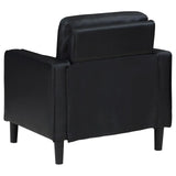 Ruth Black Upholstered Track Arm Faux Leather Living Room Set by Coaster at Eve Furniture