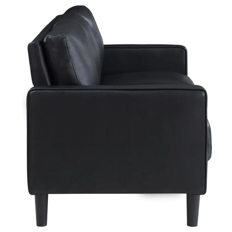 Ruth Black Upholstered Track Arm Faux Leather Living Room Set by Coaster at Eve Furniture
