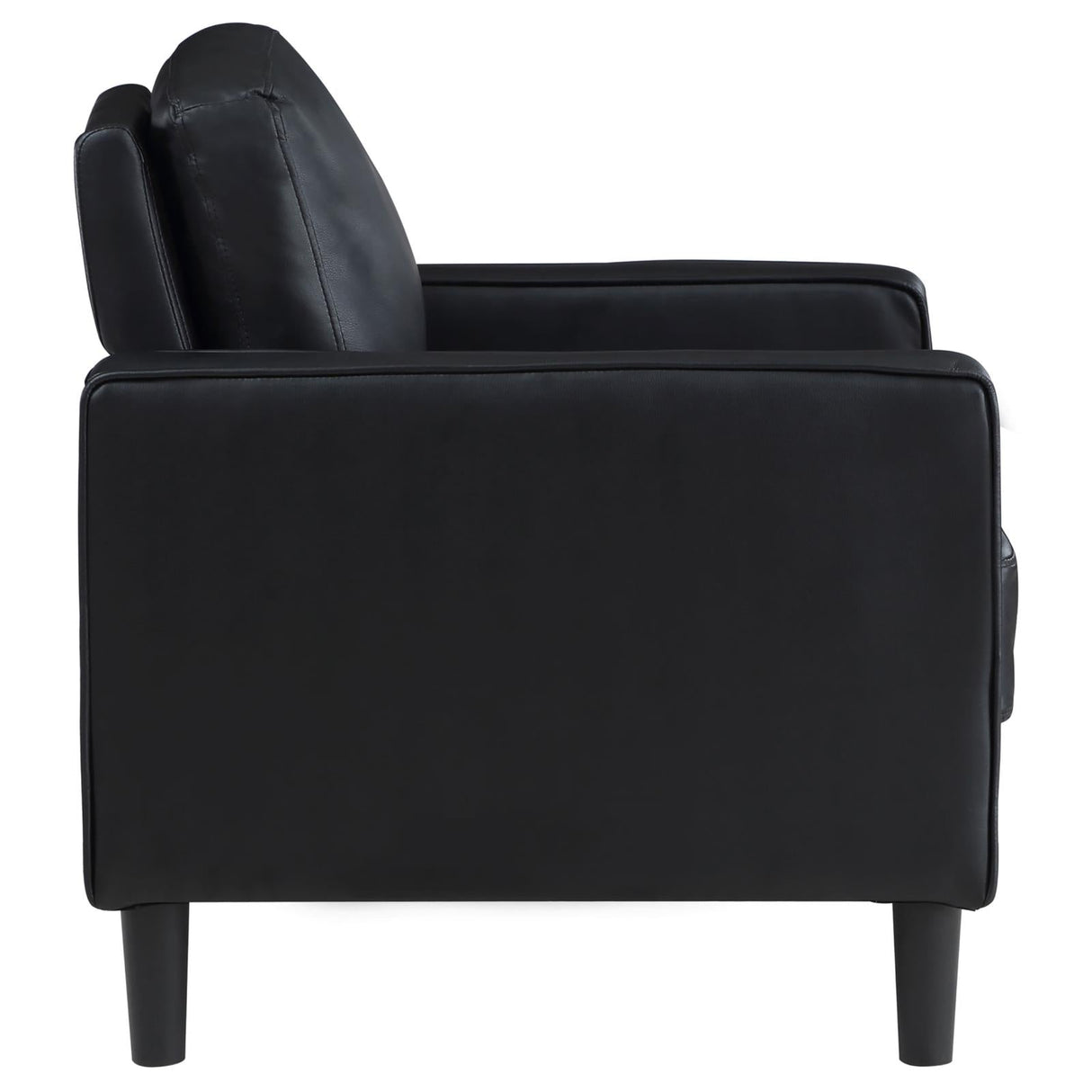 Ruth Black Upholstered Track Arm Faux Leather Living Room Set by Coaster at Eve Furniture