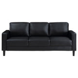 Ruth Black Upholstered Track Arm Faux Leather Living Room Set by Coaster at Eve Furniture