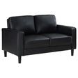 Ruth Black Upholstered Track Arm Faux Leather Loveseat by Coaster at Eve Furniture