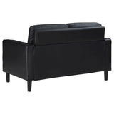 Ruth Black Upholstered Track Arm Faux Leather Loveseat by Coaster at Eve Furniture