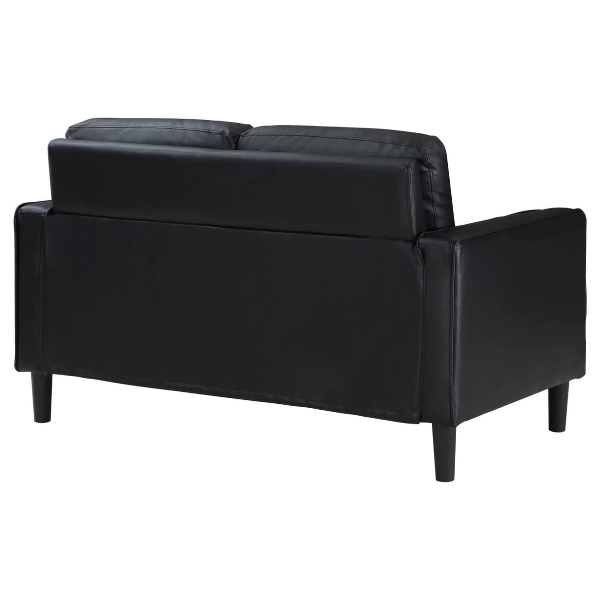 Ruth Black Upholstered Track Arm Faux Leather Loveseat by Coaster at Eve Furniture