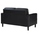 Ruth Black Upholstered Track Arm Faux Leather Loveseat by Coaster at Eve Furniture