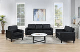 Ruth Black Upholstered Track Arm Faux Leather Sofa by Coaster at Eve Furniture
