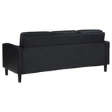 Ruth Black Upholstered Track Arm Faux Leather Sofa by Coaster at Eve Furniture