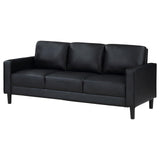 Ruth Black Upholstered Track Arm Faux Leather Sofa by Coaster at Eve Furniture