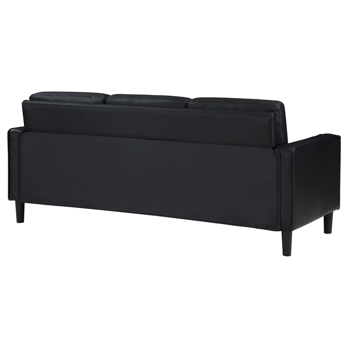 Ruth Black Upholstered Track Arm Faux Leather Sofa by Coaster at Eve Furniture