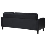 Ruth Black Upholstered Track Arm Faux Leather Sofa by Coaster at Eve Furniture