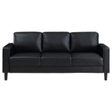 Ruth Black Upholstered Track Arm Faux Leather Sofa by Coaster at Eve Furniture