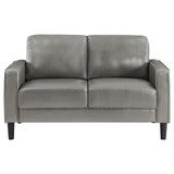 Ruth Gray Upholstered Track Arm Faux Leather Living Room Set by Coaster at Eve Furniture