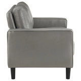 Ruth Gray Upholstered Track Arm Faux Leather Living Room Set by Coaster at Eve Furniture