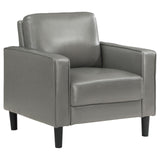 Ruth Gray Upholstered Track Arm Faux Leather Living Room Set by Coaster at Eve Furniture