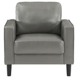 Ruth Gray Upholstered Track Arm Faux Leather Living Room Set by Coaster at Eve Furniture