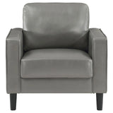 Ruth Gray Upholstered Track Arm Faux Leather Living Room Set by Coaster at Eve Furniture