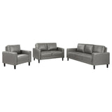 Ruth Gray Upholstered Track Arm Faux Leather Living Room Set by Coaster at Eve Furniture