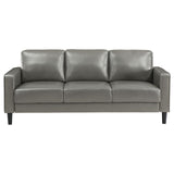 Ruth Gray Upholstered Track Arm Faux Leather Living Room Set by Coaster at Eve Furniture