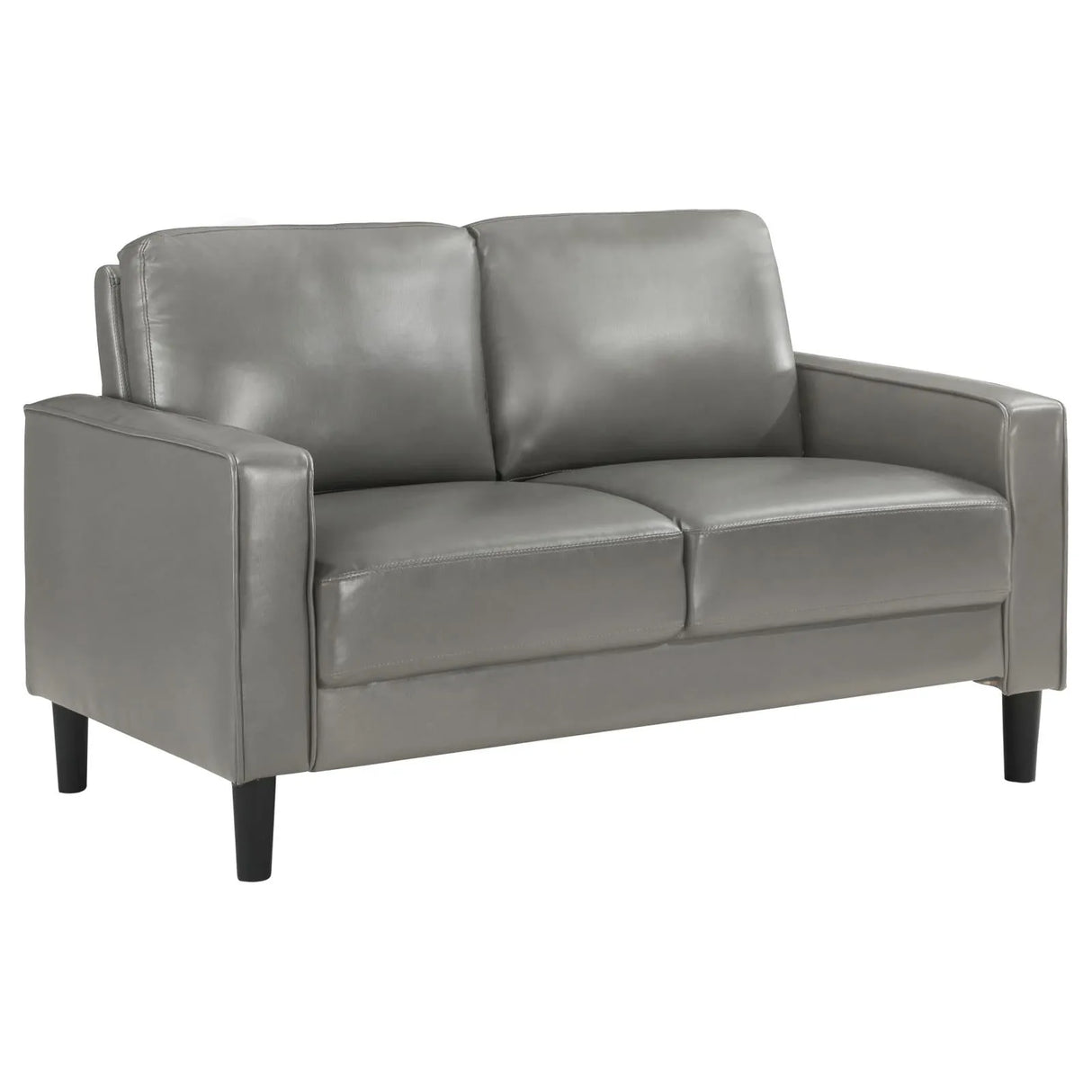 Ruth Gray Upholstered Track Arm Faux Leather Living Room Set by Coaster at Eve Furniture
