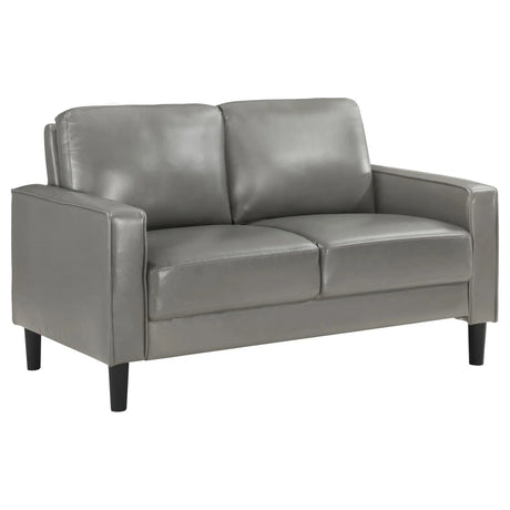 Ruth Gray Upholstered Track Arm Faux Leather Living Room Set by Coaster at Eve Furniture