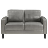 Ruth Gray Upholstered Track Arm Faux Leather Loveseat by Coaster at Eve Furniture