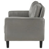 Ruth Gray Upholstered Track Arm Faux Leather Loveseat by Coaster at Eve Furniture