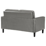 Ruth Gray Upholstered Track Arm Faux Leather Loveseat by Coaster at Eve Furniture