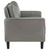 Ruth Gray Upholstered Track Arm Faux Leather Loveseat by Coaster at Eve Furniture