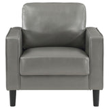Ruth Grey Faux Leather Upholstered Track Arm Accent Chair by Coaster at Eve Furniture