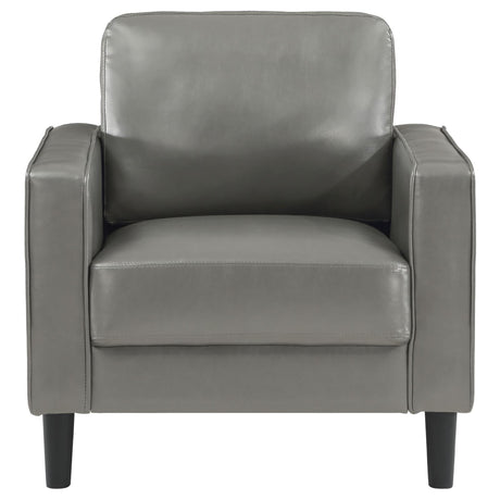 Ruth Grey Faux Leather Upholstered Track Arm Accent Chair by Coaster at Eve Furniture