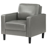 Ruth Grey Faux Leather Upholstered Track Arm Accent Chair by Coaster at Eve Furniture