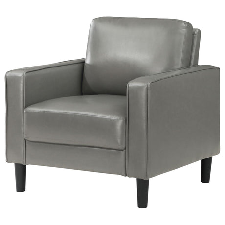 Ruth Grey Faux Leather Upholstered Track Arm Accent Chair by Coaster at Eve Furniture