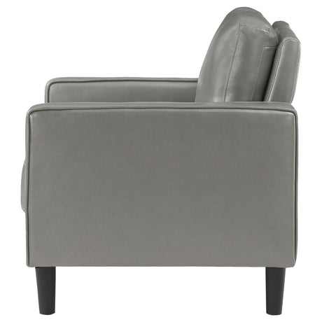 Ruth Grey Faux Leather Upholstered Track Arm Accent Chair by Coaster at Eve Furniture