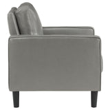 Ruth Grey Faux Leather Upholstered Track Arm Accent Chair by Coaster at Eve Furniture