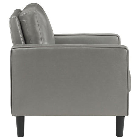 Ruth Grey Faux Leather Upholstered Track Arm Accent Chair by Coaster at Eve Furniture