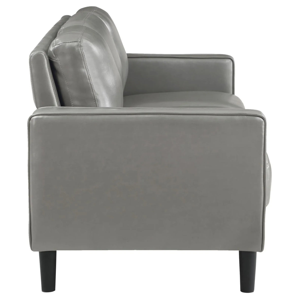 Ruth Grey Upholstered Track Arm Faux Leather Sofa by Coaster at Eve Furniture