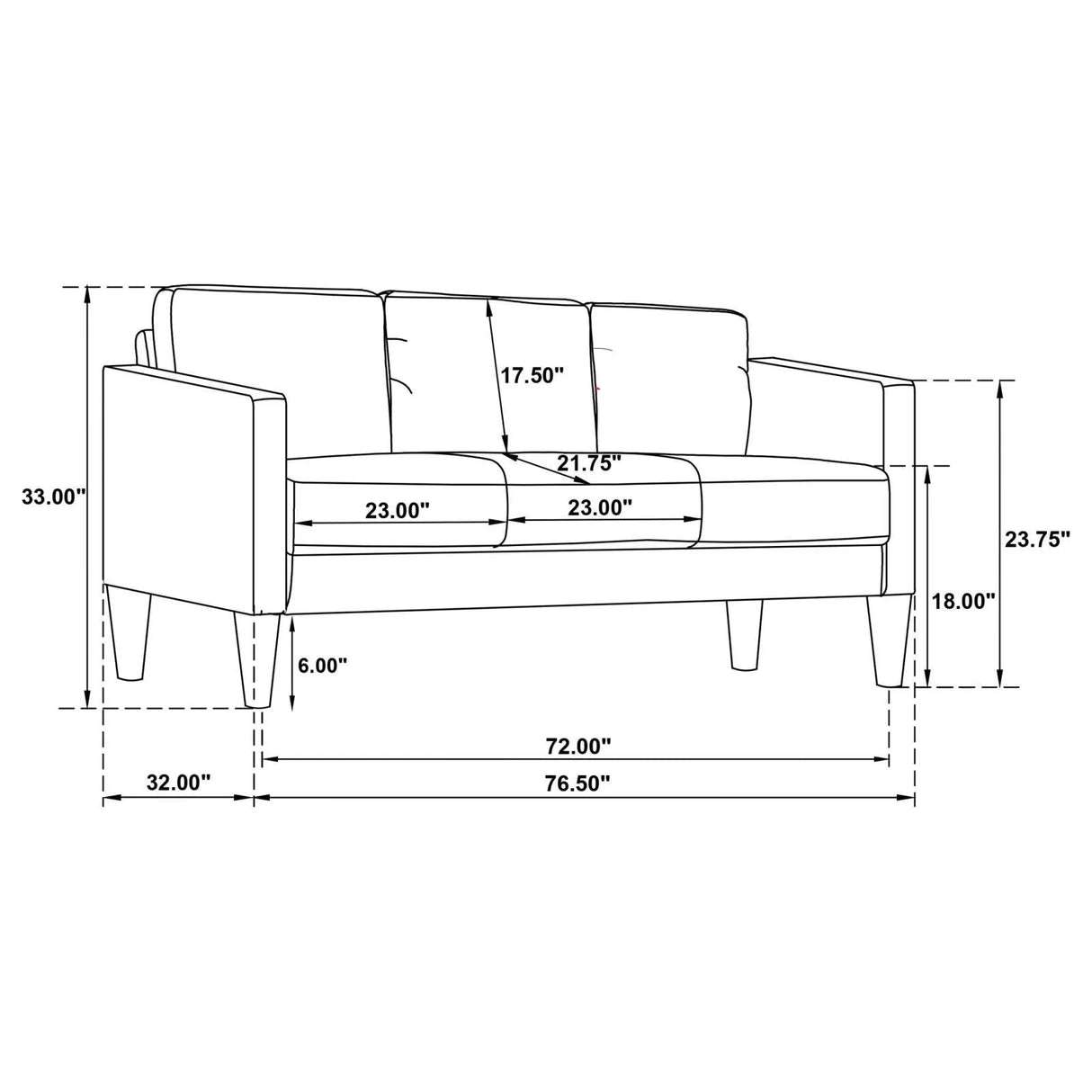 Ruth Grey Upholstered Track Arm Faux Leather Sofa by Coaster at Eve Furniture