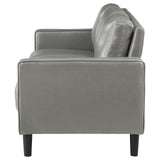 Ruth Grey Upholstered Track Arm Faux Leather Sofa by Coaster at Eve Furniture