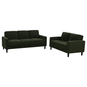 Ruth Matcha Green 2-Piece Fabric Upholstered Track Arm Living Room Set by Coaster at Eve Furniture