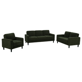 Ruth Matcha Green 3-Piece Fabric Upholstered Track Arm Living Room Set by Coaster at Eve Furniture