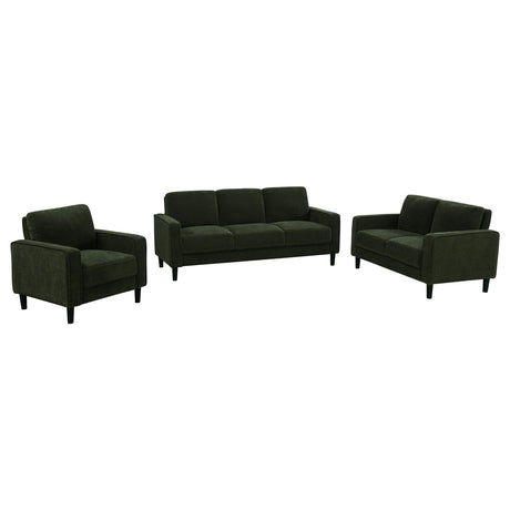 Ruth Matcha Green 3-Piece Fabric Upholstered Track Arm Living Room Set by Coaster at Eve Furniture