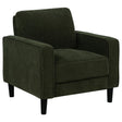 Ruth Matcha Green Fabric Upholstered Track Arm Accent Chair by Coaster at Eve Furniture