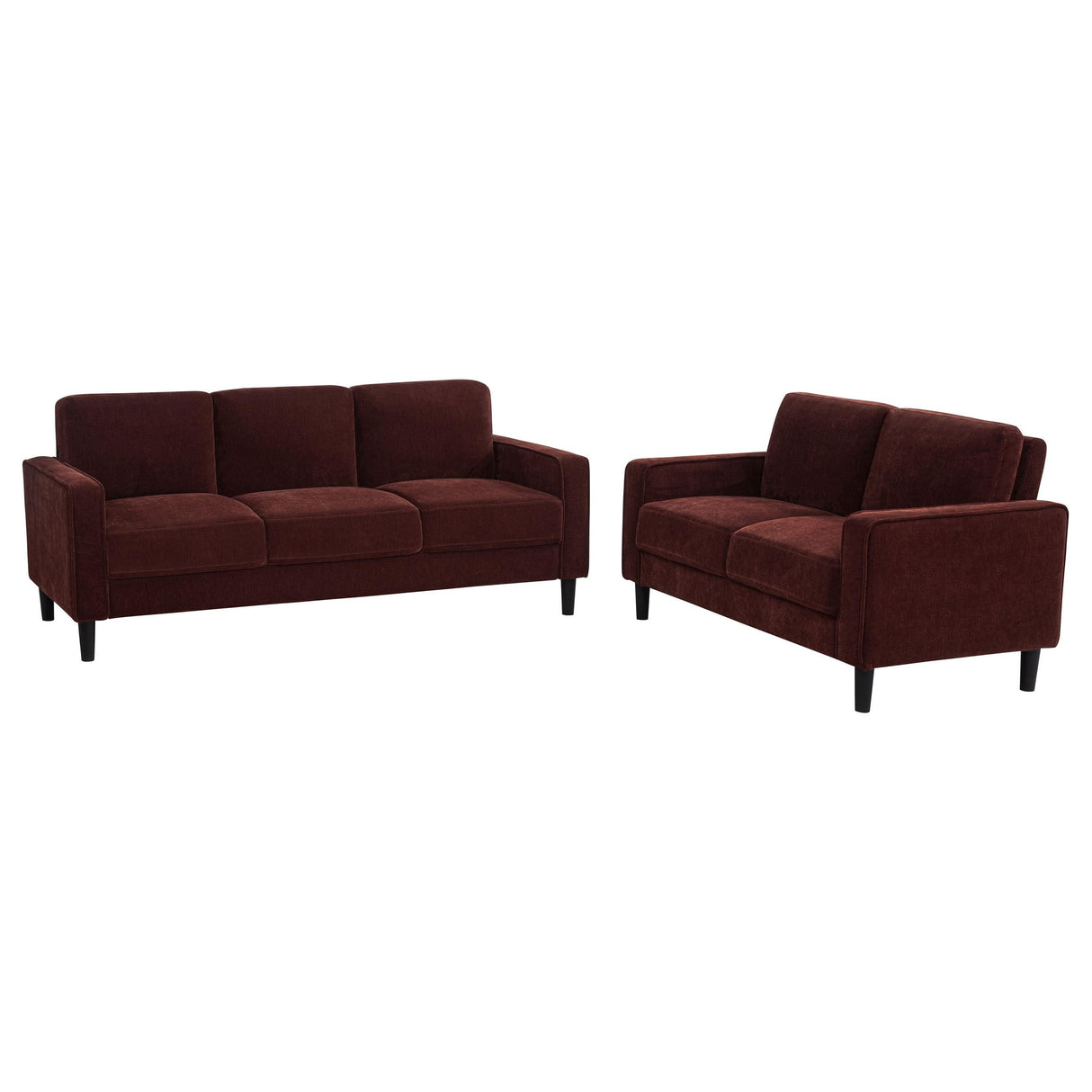 Ruth Rust Red 2-Piece Fabric Upholstered Track Arm Living Room Set by Coaster at Eve Furniture