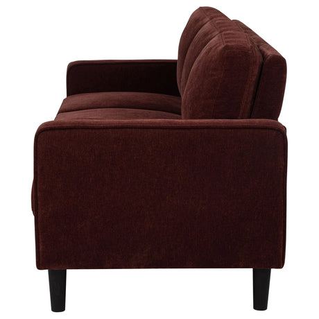 Ruth Rust Red 77-inch Fabric Upholstered Track Arm Sofa by Coaster at Eve Furniture