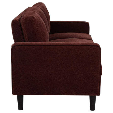 Ruth Rust Red 77-inch Fabric Upholstered Track Arm Sofa by Coaster at Eve Furniture