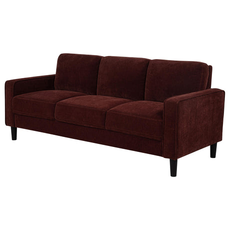 Ruth Rust Red 77-inch Fabric Upholstered Track Arm Sofa by Coaster at Eve Furniture